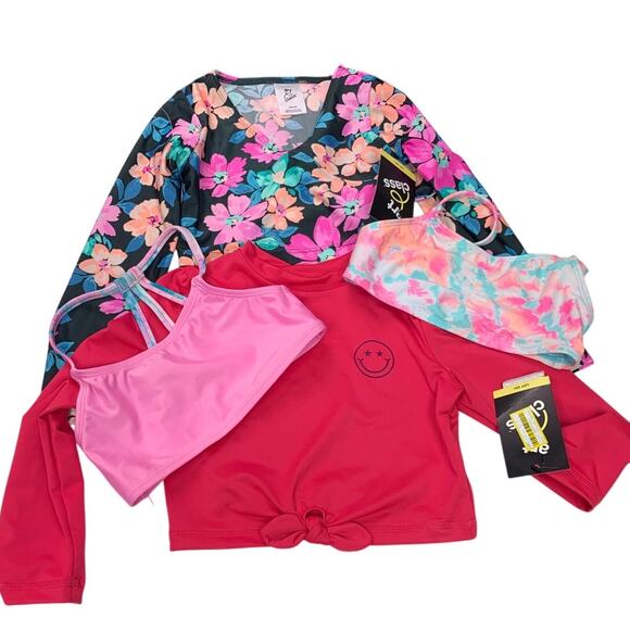 Lot of 4 Art Class Cat & Jack Girls XS Long Sleeve & Bikini Swim Tops ONLY